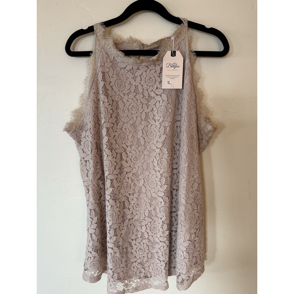 Dusty Pink Berryou Lace Sleeveless Extra Large Tank Top